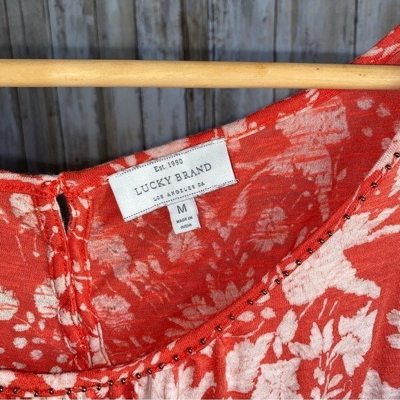Lucky Brand Orange Floral Cold Shoulder Blouse - Picture 6 of 6